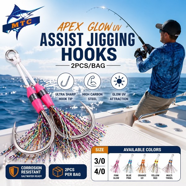 Apex Glow UV Assist Jigging Hooks